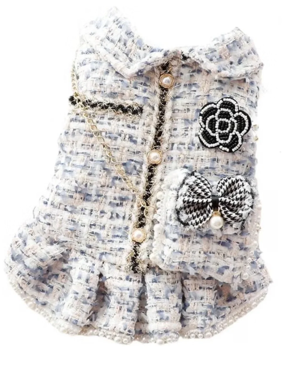 New Luxury Pearl Dog Dress Tweed Princess small